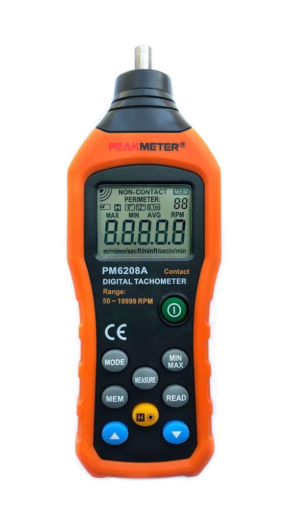 Digital Tachometer, PEAKMETER PM6208A Contact-type Digital Tachometer Meter Motor LCD Backlight Accuracy Speedometer Handheld Tester Digital Tachometer, PEAKMETER PM6208A Contact-type Digital Tachometer Meter Motor LCD Backlight Accuracy Speedometer Handheld Tester